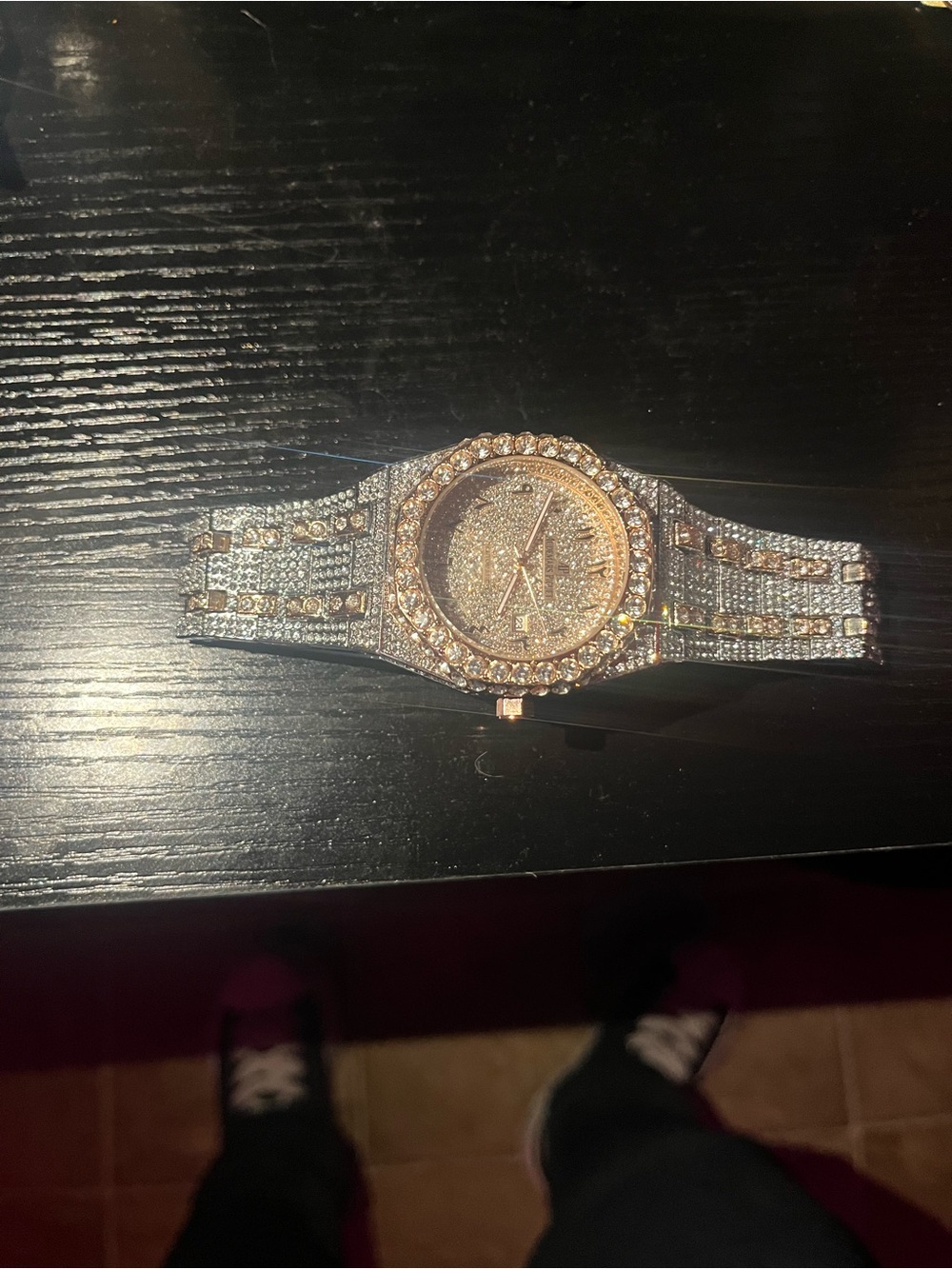 Audemars Piguet Rose Gold & Silver Crystal Encrusted AP Watch